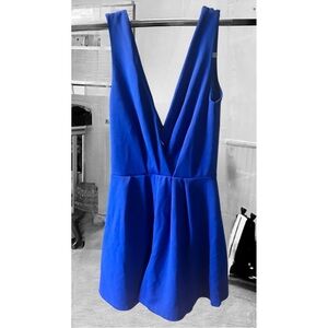 Charlotte Russe Royal Blue Romper Sleeveless Deep V Neck Pleated Romper size XS